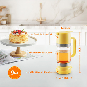 Vendita calda nuovo Design unico 9 Oz senza gocciolamento <span class=keywords><strong>di</strong></span> <span class=keywords><strong>vetro</strong></span> trasparente olio <span class=keywords><strong>di</strong></span> miele sciroppo <span class=keywords><strong>di</strong></span> caffè vasetto <span class=keywords><strong>con</strong></span> manico - Product Image 3
