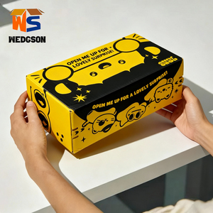 Boîte en carton personnalisée avec impression de logo, boîtes en carton ondulé jaunes avec bande détachable, fermeture rapide à décoller - Product Image 1