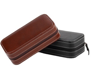 Kotak Penyimpanan Jam Tangan Kulit PU Portabel 2 Slot dengan Ritsleting dan Personalisasi - Product Image 2