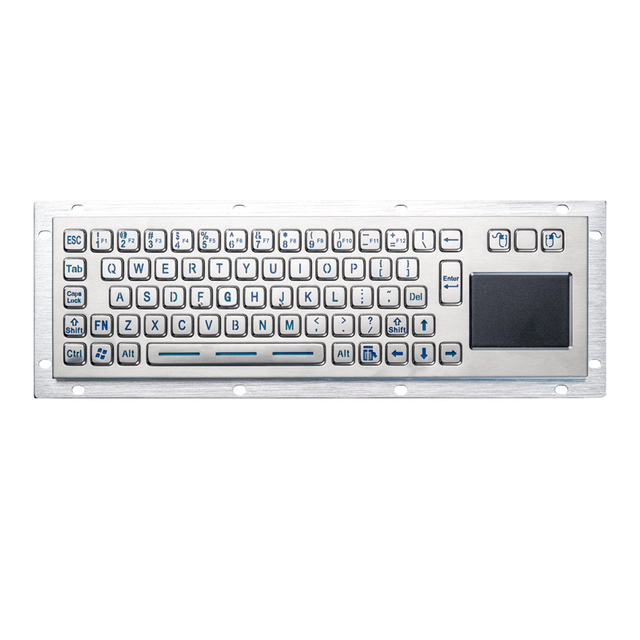 Industrial Grade Vandalproof Blue Backlight IP65 Waterproof Metal Keyboard with Touchpad for Kiosk