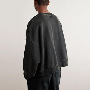 Sweat-shirt en éponge française 100% coton de haute qualité pour hommes surdimensionné Crop Box Washed Crewneck Solid Pattern for Winter - Product Image 3