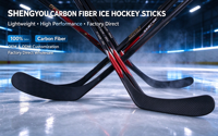 Bâton de hockey sur glace en fibre de carbone monobloc 275g-375g, design ergonomique, manche texturé pour enfants, adolescents, adultes, faible/moyen/élevé