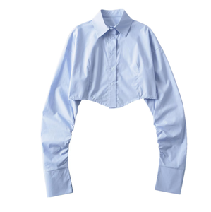 Женская однотонная блузка с отложным воротником - Product Image 1