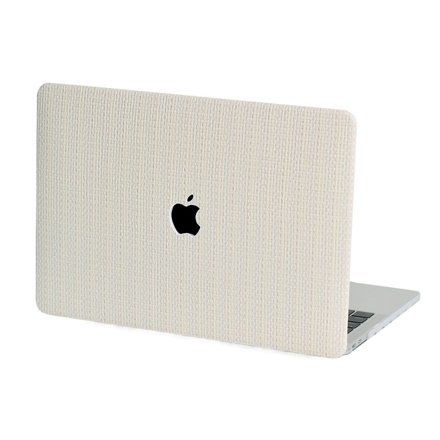 White Durable Portable Business Style Woven PU Cover for MacBook Air 13'' M2 2022 & MacBook Pro 13 M1/M2