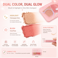 Kit de maquillage portable pour femmes, poudre lissante soyeuse, blush et illuminateur personnalisés avec logo, effet lumineux, vente en gros