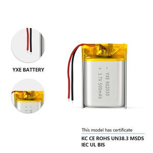 YXE Source Factory 3,7 V/500mAh 902030 Venta al por mayor Bolsa recargable de alta seguridad Baterías de estado semisólido UN38.3 Certificado 12 - Product Image 4