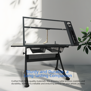 Mesa <span class=keywords><strong>de</strong></span> Dibujo Ajustable <span class=keywords><strong>de</strong></span> Alta Calidad con Superficie <span class=keywords><strong>de</strong></span> Vidrio, Cestas <span class=keywords><strong>de</strong></span> Malla y Estante para Pintura Artística, Dibujo Técnico y Trabajo <span class=keywords><strong>de</strong></span> Estudio - Product Image 3
