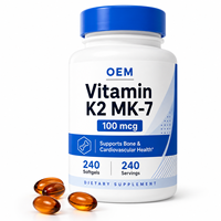 Fabricant de compléments alimentaires pour la santé osseuse et cardiovasculaire, formule personnalisée OEM ODM, vente en gros de gélules de vitamine K2 MK7 en marque privée