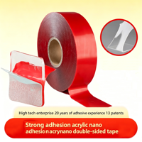 Ruban adhésif PET nano double face transparent 1 mm, thermofusible, haute étanchéité, résistant à la chaleur, sans trace, amovible, sans résidu, qualité ingénieur, pour voiture
