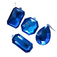 Ornements de Noël multiformes bleus étoilés à suspendre, pendentifs décoratifs en plastique et cristal pour sapin de Noël