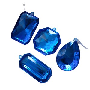 Ornements <span class=keywords><strong>de</strong></span> Noël multiformes bleus étoilés à suspendre, pendentifs décoratifs en plastique et cristal pour sapin <span class=keywords><strong>de</strong></span> Noël - Product Image 5
