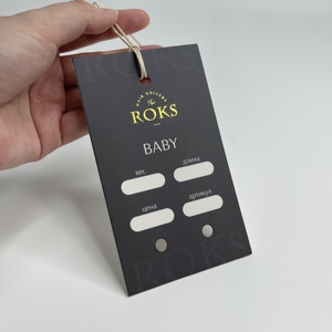 Custom Gold Foil <b>Tags</b> - Black Paper Swing <b>Tags</b> with Logo for Accessories for Luggage Bags <b>Clothes</b> - Product Image 5