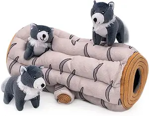 Mainan anjing interaktif Log beruang hitam untuk kebosanan mainan anjing melengking untuk anjing kecil Medium teka-teki mewah