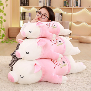 Cachorro cerdo muñeco de peluche lindo almohada para dormir en la cama muñeca de tela para niños muñecas acostado cerdo lindo cerdito - Product Image 4