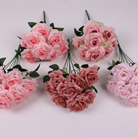 Fleur Artificielle, Bouquet de 9 Têtes, Rose Diamant, Décoration pour la Maison, le Salon, les Mariages, la Table Basse et le Bureau