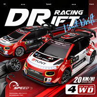 Coche de Derrape RC a Escala 1/24, 4WD, 2.4GHz, 2 Velocidades, Luces LED Controlables, Carcasa de ABS, Neumáticos Reemplazables, Cable USB, Juguete para Niños, Regalo
