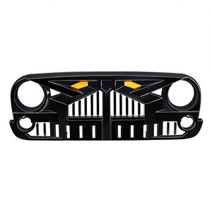 Nueva Parrilla Delantera Estilo Imperio en Negro Mate OEM ODM con Luces Indicadoras Ámbar 2007-2018 para Wrangler JK, Accesorios Exteriores para Automóviles - Product Image 3