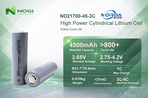 Sel Baterai Silinder NORDA 21700 NMC 3.7V 4500mAh 4C Peak Kapasitas Maksimal Untuk E-bike Jarak Jauh, Kulkas RV, Dan Bank Tenaga Surya - Product Image 6