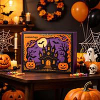 Boîte à bonbons d'Halloween en papier recyclable portable, découpée et ajourée, motif diable personnalisé, boîte cadeau rectangulaire pour les fêtes