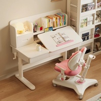 Bureau d'étude ergonomique pour enfants, bois de caoutchouc, design moderne, levage manuel, verrouillage multifonction, bébés et enfants