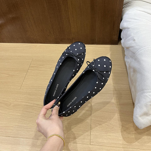 Nouvelle Arrivée Chaussures Mary Jane à Bout Ouvert et Bout Rond, Style Français, à Pois Tendance, avec Nœud, Semelle Souple, Talon de 3 cm pour Femme - Product Image 5