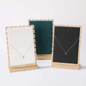 Exhibidores de Joyería de Bambú de Alta Calidad al por Mayor, Soporte de Terciopelo para Collares y Pendientes, Set de Exhibición de Lujo - Product Image 1