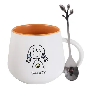 Wholesale cute lovers student tea milk ceramic mug custom logo porcelain latte coffee cup