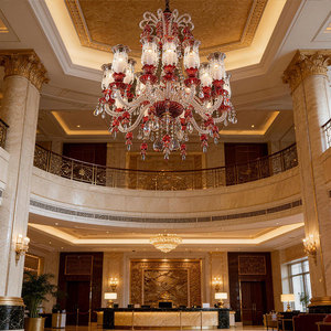 Lustre suspendu en verre cristal de grande taille de style européen, éclairage LED blanc chaud, luminaires suspendus pour hôtel - Product Image 2