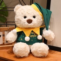 Oso de Peluche Navideño, Juguete de Peluche Suave con Gorro de Duende, Atuendo Festivo, Logotipo Personalizado, Regalo