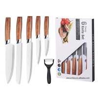 Ensemble de couteaux de cuisine en acier inoxydable de haute qualité, 5 pièces, avec éplucheur en Y, manche en bois, vente chaude en usine