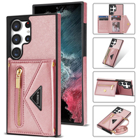 Etui de téléphone multifonctionnel en cuir de luxe à bandoulière avec portefeuille pour samsung galaxy S23 Ultra S22 S21 Card Sots Necklace Cases