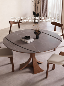 <span class=keywords><strong>Tavolo</strong></span> da Pranzo <span class=keywords><strong>Rotondo</strong></span> <span class=keywords><strong>Allungabile</strong></span> <span class=keywords><strong>in</strong></span> <span class=keywords><strong>Legno</strong></span> Massello di Lusso Moderno con Design Ecologico Fatto a Mano e 6 Posti per Hotel o Soggiorno - Product Image 4