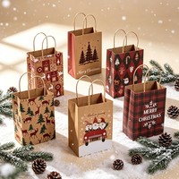 SIEHNY Nouveau sac fourre-tout en papier kraft jaune vintage pour fête de Noël, design imprimé personnalisable, sac à main mignon
