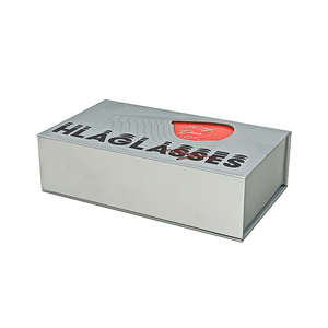 Custom Embossed Rigid Sunglass Lipstick Perfume Magnetic Closure Metal Silver Paper Printing Gift Packaging - Product Image 1