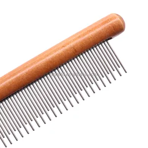 أدوات مصنعة احترافية مقبض خشبي من الفولاذ المقاوم للصدأ أسنان للحيوانات الأليفة القطط الكلاب تشذيب الشعر طقم أدوات لإزالة التشابك والعقد - Product Image 3
