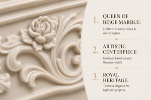 Cheminée en marbre beige Sahana sculptée à la main de style royal, style français, en pierre naturelle, pour projet d'aménagement intérieur - Product Image 4