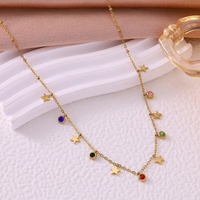 Nouveau collier pendentif étoile en zircon coloré en acier inoxydable pour femme, accessoire de niche sportif, haut de gamme pour la vie quotidienne
