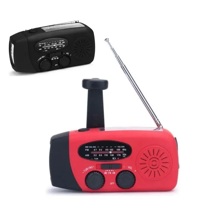 2000Mah Emergency Noaa Weather Radio Dynamo Hand Crank Radio Zonne-energie Am Wb Fm Draagbare Radio Met 3 Led zaklamp