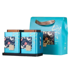 Boîte rectangulaire à charnière, conteneur empilable en métal fin, pour thé ou café, avec couvercle de vis plat roulé à l'intérieur, boîte en fer-blanc