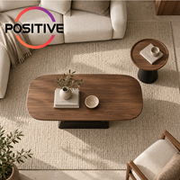 Ensemble de table basse ovale avec tiroir de rangement, style moderne minimaliste du milieu du siècle, meubles de salon, fabrication OEM ODM directe d'usine