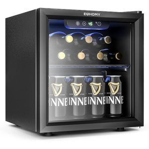 Euhomy Mini Fridge Cooler 1.3 Cu Ft Glass Door Beverage <b>Refrigerator</b> for Beer Soda Wine Countertop <b>Compact</b> Freezerless Electric - Product Image 1