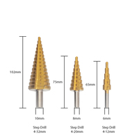 Juego de Brocas Escalonadas de Alta Resistencia, 6 Piezas, Vástago Hexagonal, Recubrimiento de Titanio, Acero de Alta Velocidad, Brocas de Varios Tamaños para Madera y Chapa Metálica