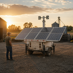 Tour d'éclairage mobile solaire TPE-1200L avec 4 projecteurs LED de 150W, 16,08 kWh, montée sur remorque pour la construction, l'exploitation minière et la location TPE-1200L - Product Image 5