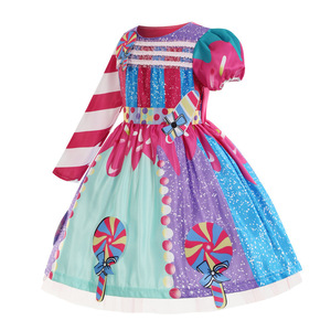 Conjunto de Disfraz de Princesa con Estampado de Caramelos para Niñas, con Diadema, para Fiestas de Halloween - Product Image 3