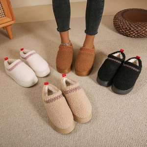 Fashion Thick Sole Open-Toe Half Slippers Women's Winter Fleece-Lined Snow Boots Casual Cotton <b>Shoes</b> - Product Image 1