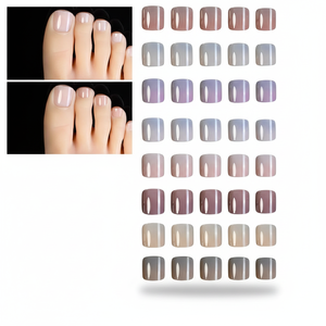 Lot <span class=keywords><strong>de</strong></span> 120 faux ongles d'orteil couleur nude, haut <span class=keywords><strong>de</strong></span> gamme, pour femmes, amovibles, carrés, courts, pour usage transfrontalier - Product Image 3