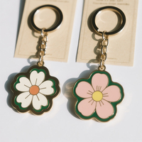 Llavero de Metal Esmaltado Personalizado con Diseño de Planta, Flor y Hierba Dorada, Estilo Vintage, Moderno, Promocional, con Logotipo Personalizado