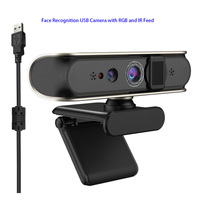Cámara Web USB con Doble Lente HD, Windows Hello, Desbloqueo Facial, Enfoque Automático, Micrófono Digital Integrado, Sin Necesidad de Controladores, para Win10 y Win 11