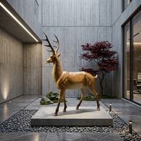 Sculpture de cerf en bronze et laiton, grande sculpture moderne en métal pour hôtel, jardin, extérieur, usage commercial