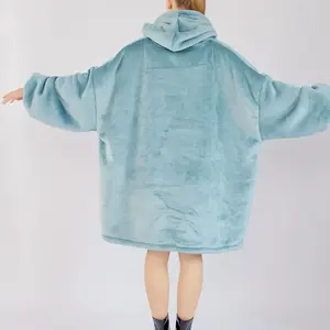 2022 sıcak satış özel Dropshipping Hoodie battaniye kazak rahat Sherpa boy giyilebilir battaniye ile dev cep